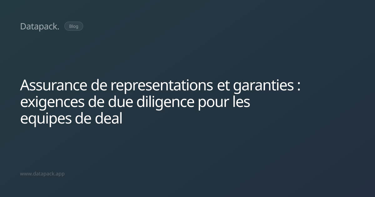 Assurance de representations et garanties : exigences de due diligence ...