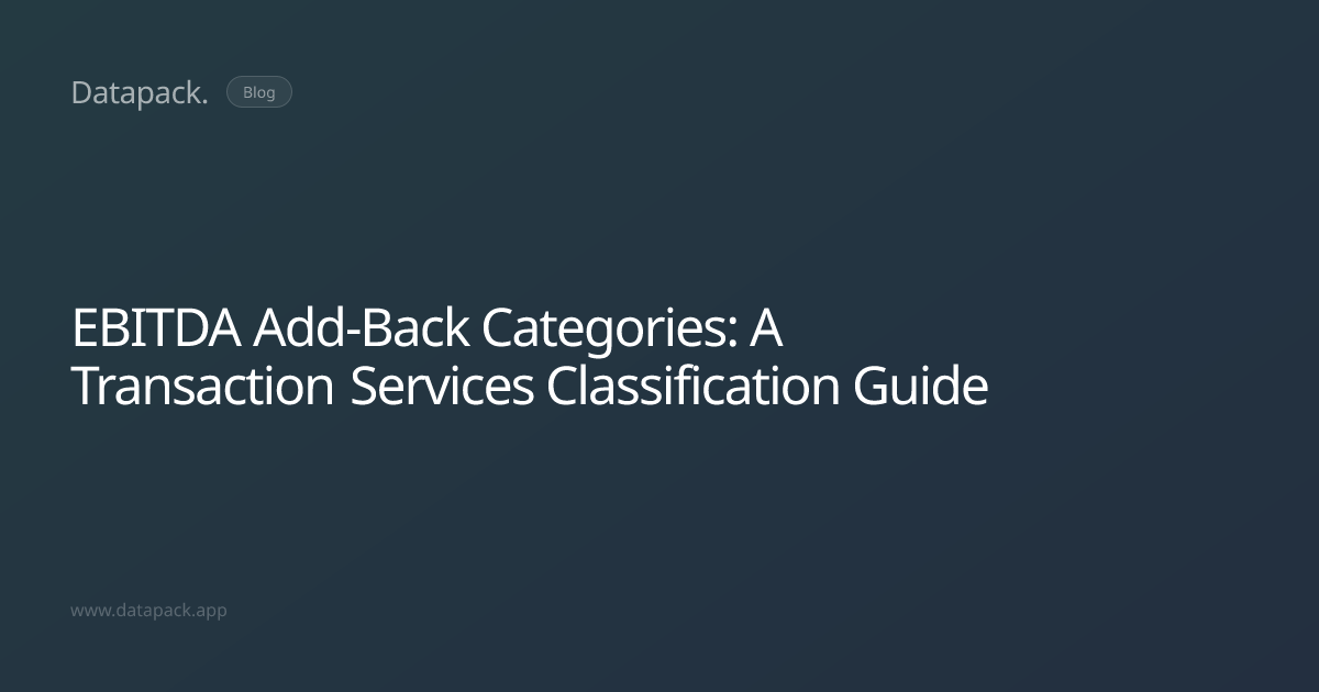 EBITDA Add-Back Categories: A Transaction Services Classification Guide ...