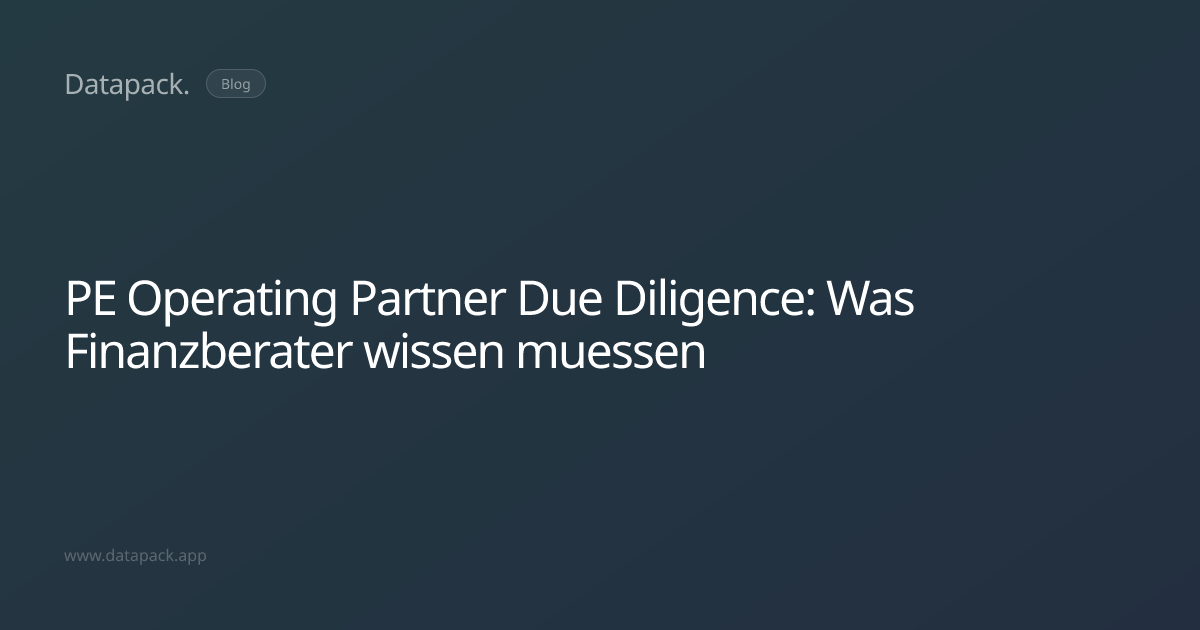 PE Operating Partner Due Diligence: Was Finanzberater wissen muessen ...