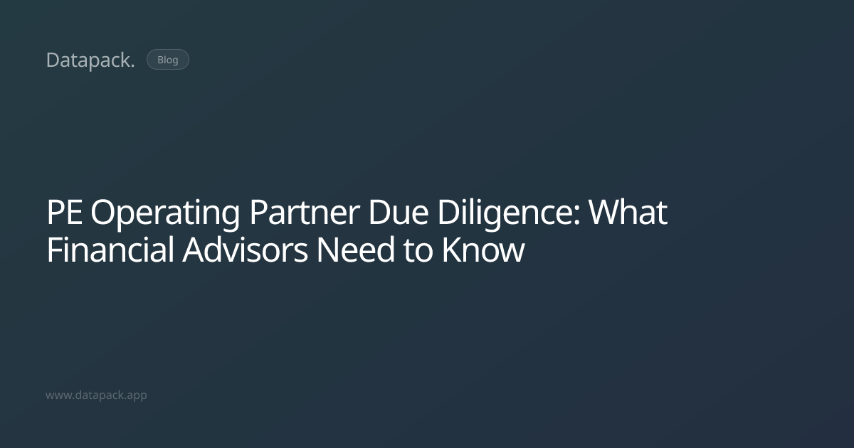 PE Operating Partner Due Diligence: What Financial Advisors Need to ...