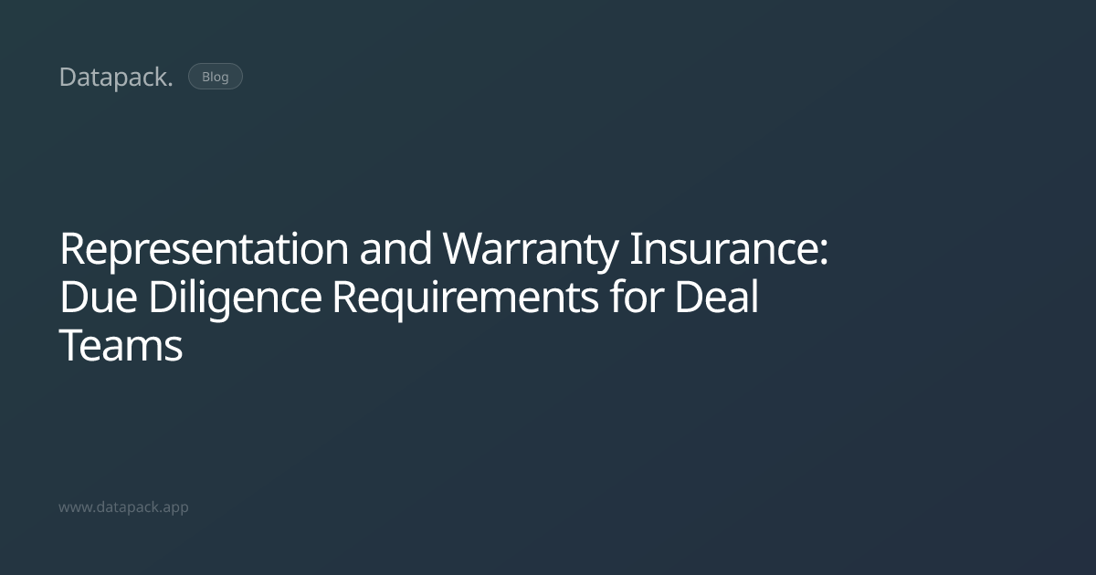 Representation and Warranty Insurance: Due Diligence Requirements for ...